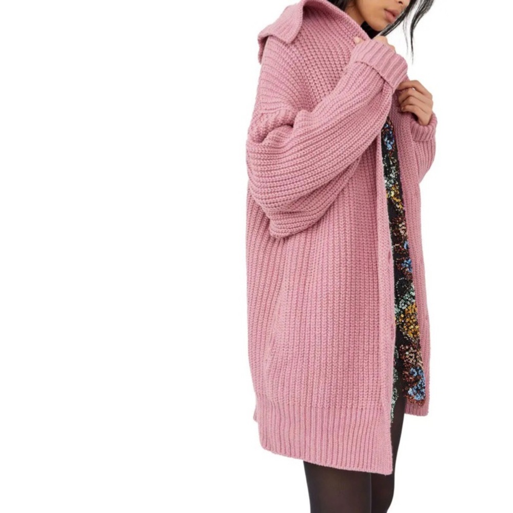 FREE PEOPLE Swim Too Deep Cardigan NWT Sz XS Smoked Pink - Picture 3 of 16